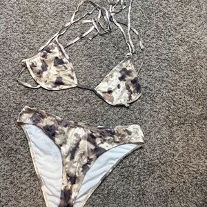 Neutral Tie-Dye Bikini Set – Adjustable Triangle